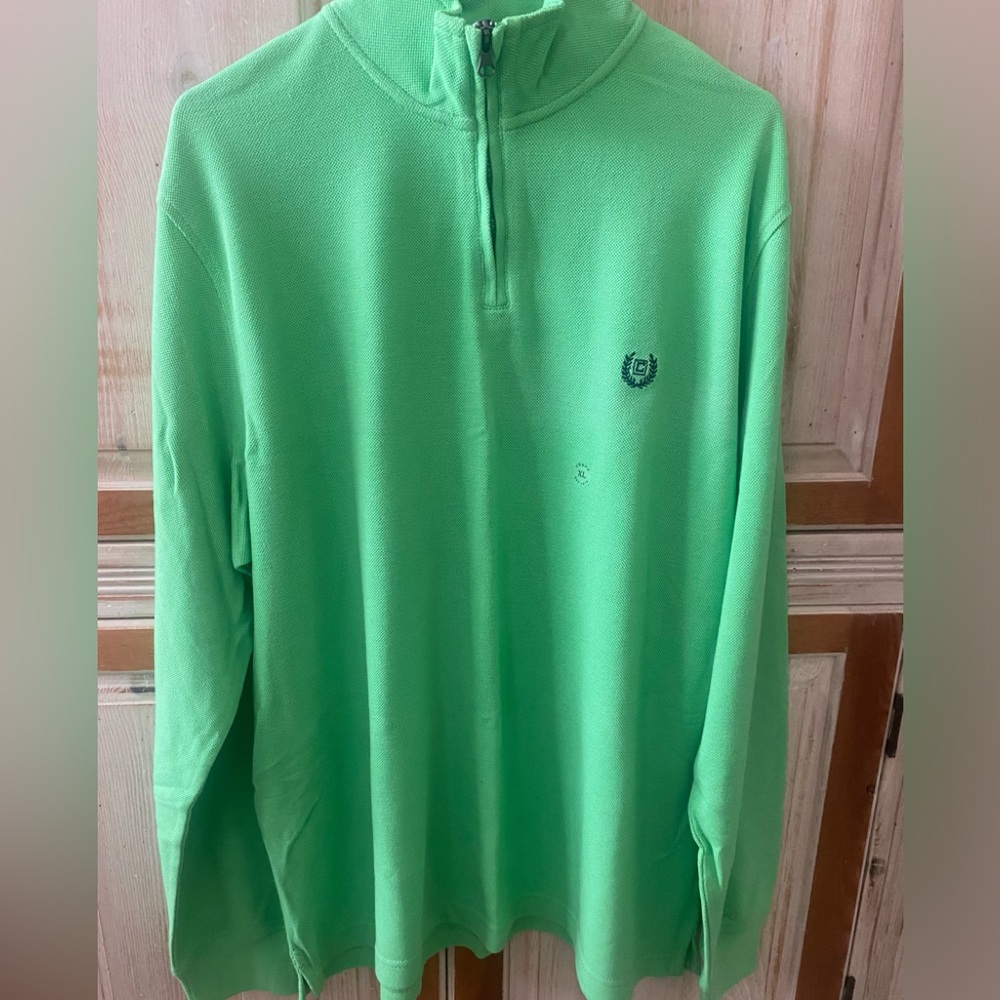 NWT Chaps Men’s XL Solid 1/4 Sweater/Pullover-Lime color